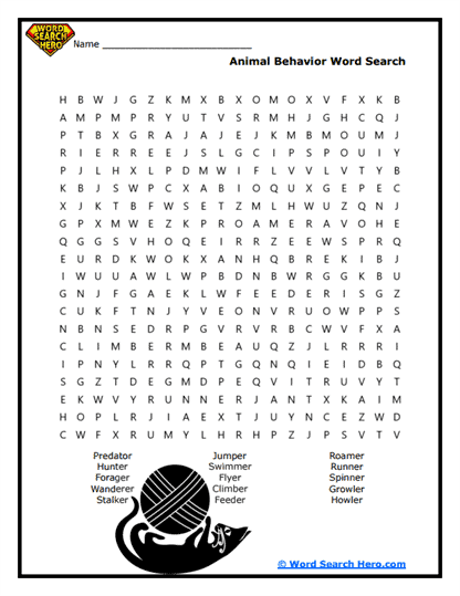 Wild Instincts Word Search