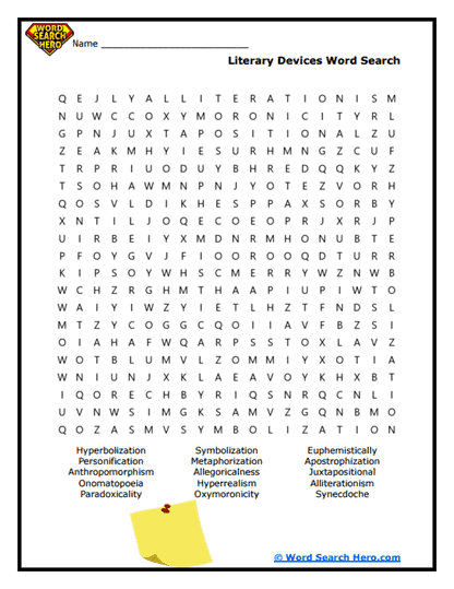 Literary Legends Word Search