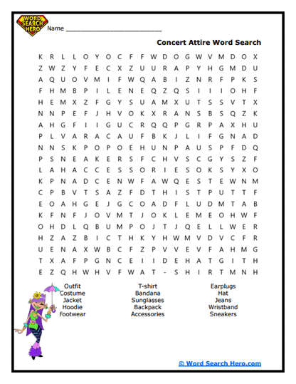 Concert Looks Word Search