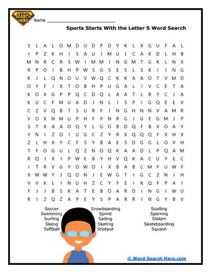 Starts With the Letter S Word Searches