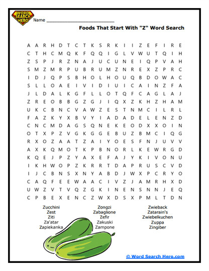 Zesty Foods Word Search