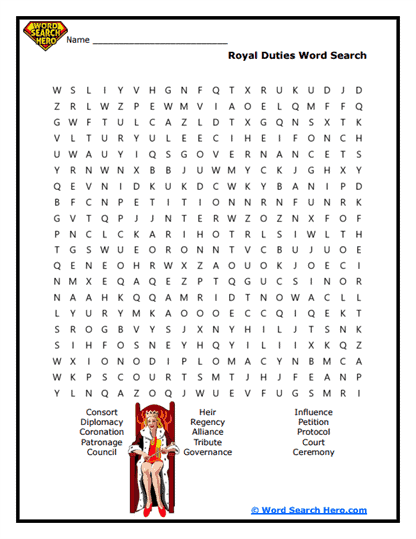 Crown Duties Word Search