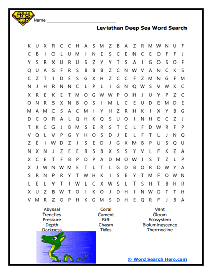 Deep Sea Word Search