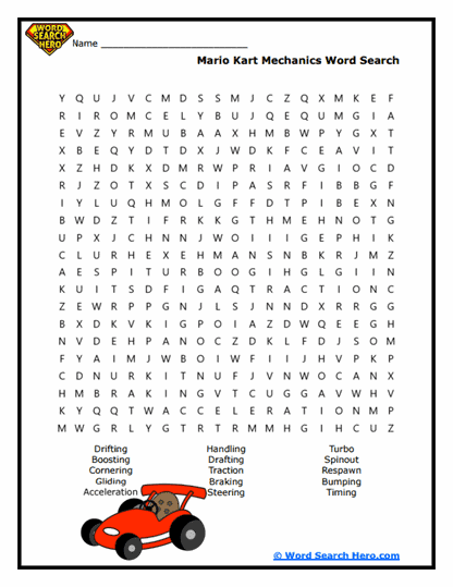 Racing Mechanics Word Search