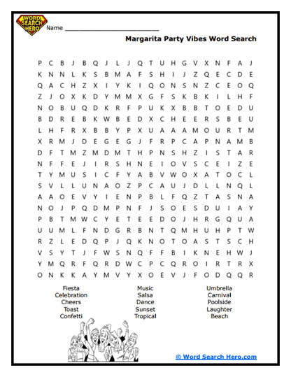 Party Time Word Search