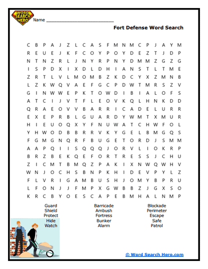 Fort Defense Word Search