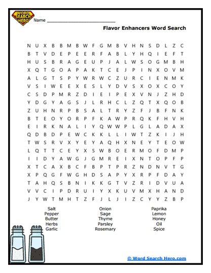 Flavor Frenzy Word Search