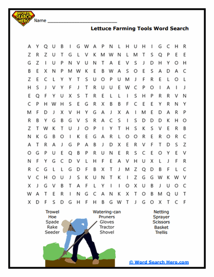 Garden Gear Word Search