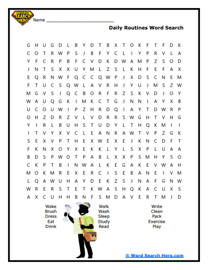 Daily Habits Word Search