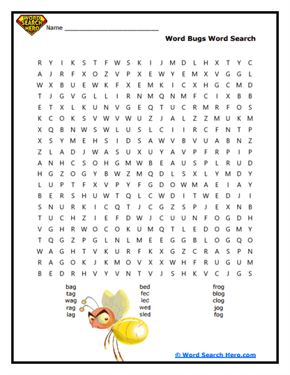 Bug Words Word Search