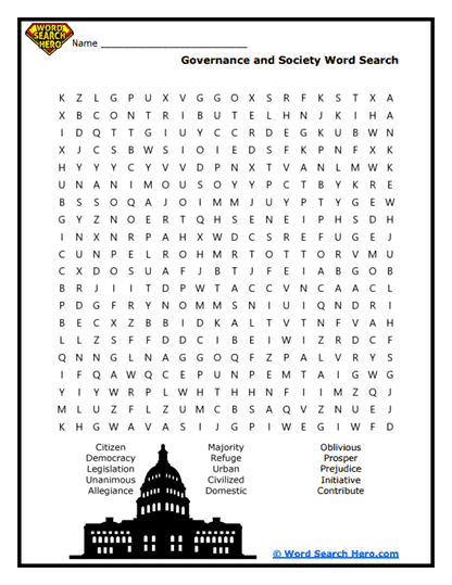 Society Spotlight Word Search