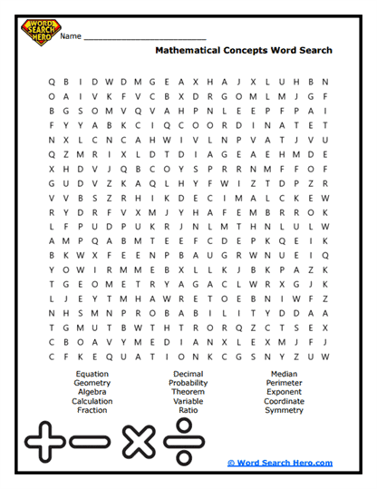 Math Masters Word Search