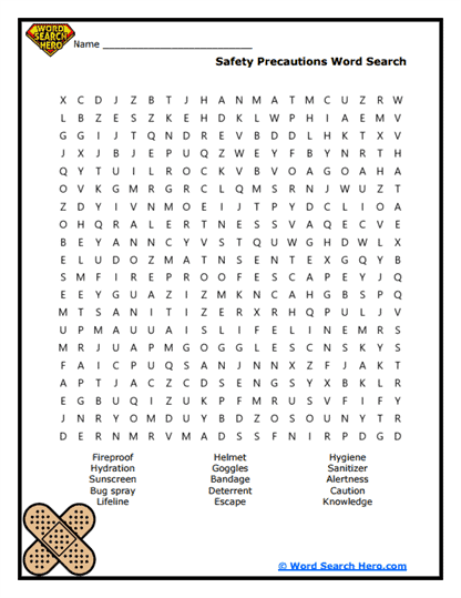 Safety First Word Search