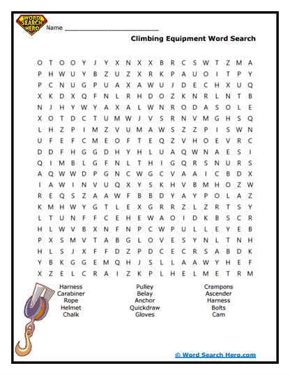 Climbing Gear Word Search