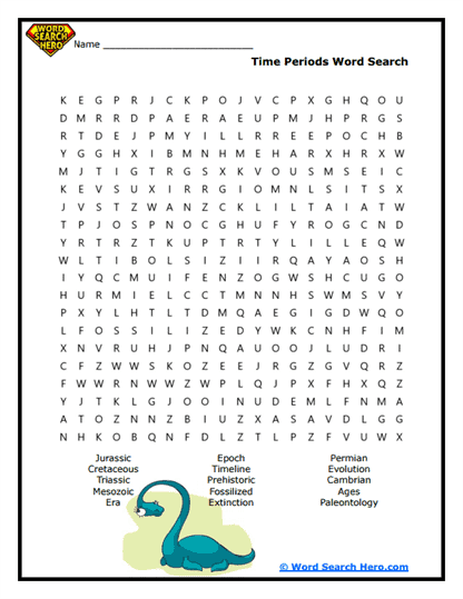 Prehistoric Eras Word Search