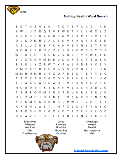 Bulldog Health Word Search