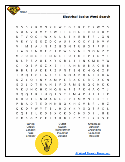 Electric Sparks Word Search