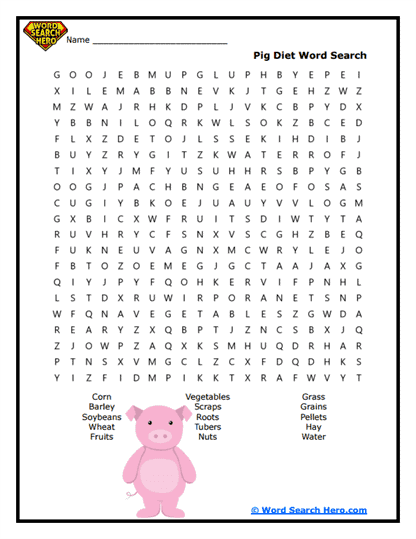 Piggy Diet Word Search