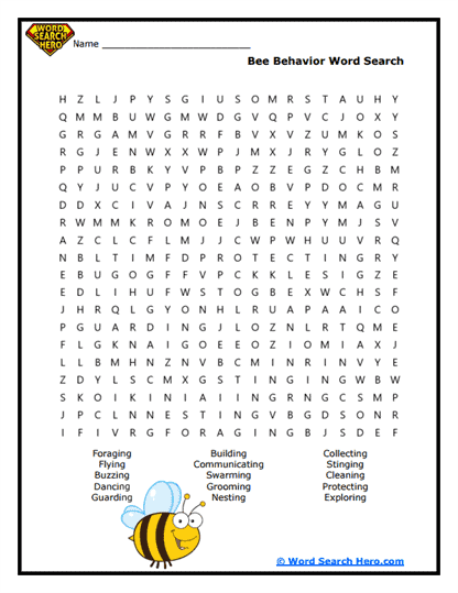 Bee Behavior Word Search