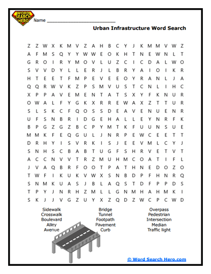 City Streets Word Search