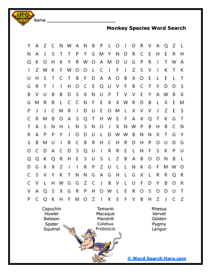 Monkey Word Searches