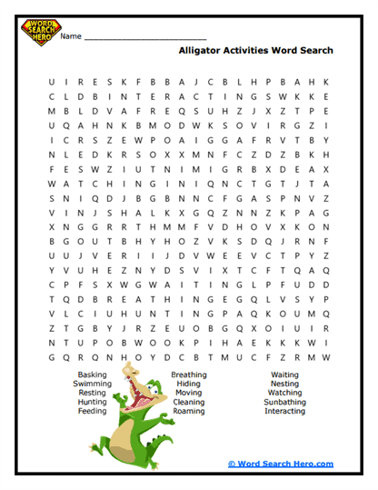 Gator Actions Word Search