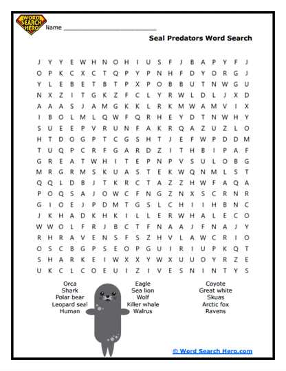 Seal Enemies Word Search