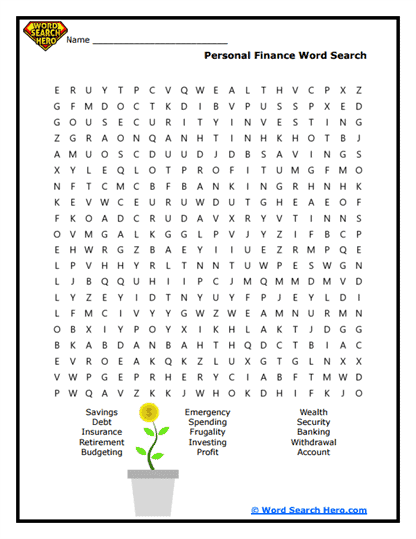 Personal Finance Word Search