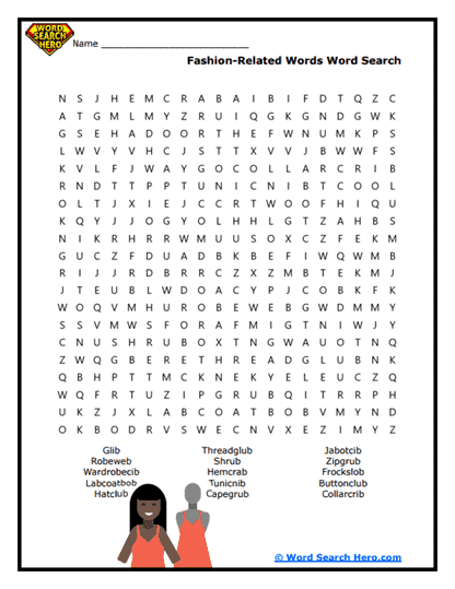 Fashion Frenzy Word Search