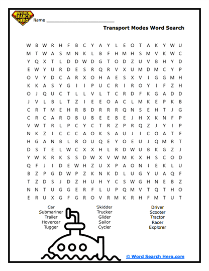 Travel Tracks Word Search