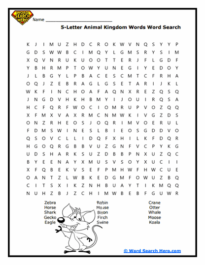 Animal Kingdom Word Search