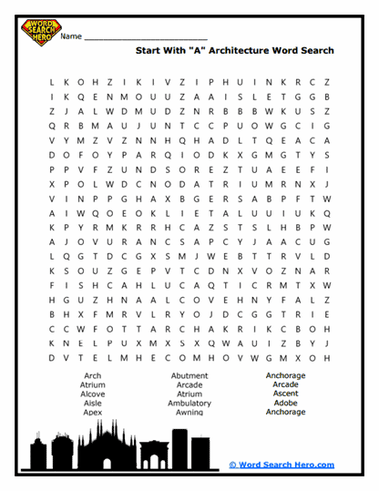 A-Architecture Wonders Word Search