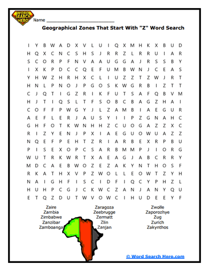 Zone Explorer Word Search