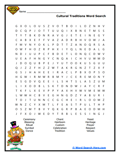 Tradition Time Word Search