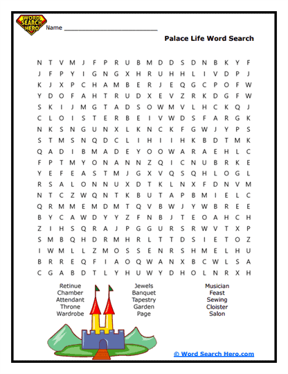 Castle Life Word Search