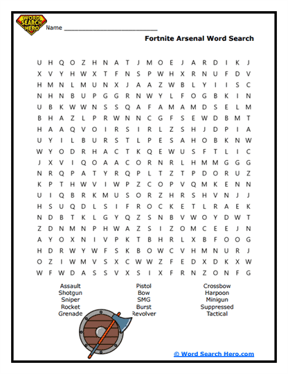 Weapon Warriors Word Search