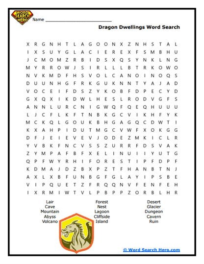 Lair Legends Word Search