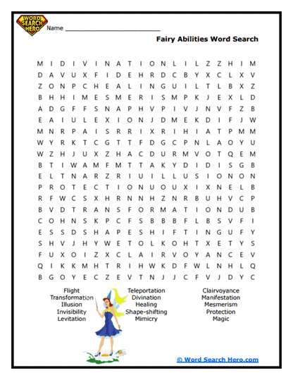 Mystic Powers Word Search