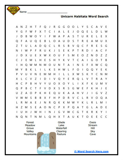 Unicorn Behaviors Word Search