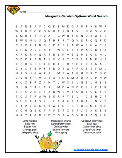 Garnish Guide Word Search