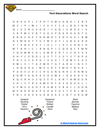 Fort Décor Word Search