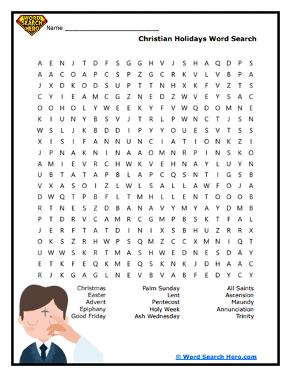 Holy Holidays Word Search