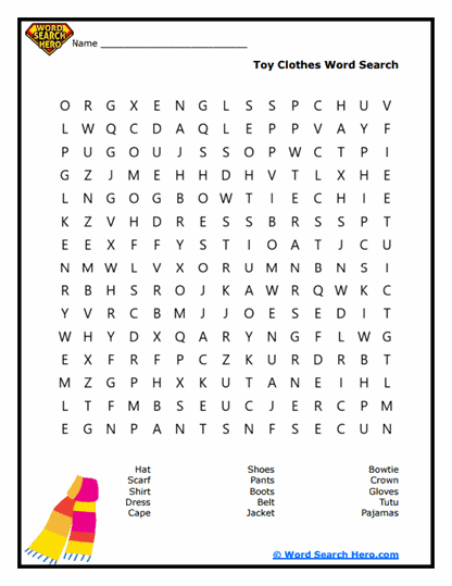 Dress-Up Fun Word Search