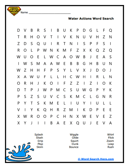 Water Wiggles Word Search