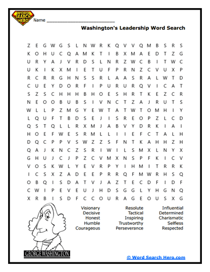 Washington's Leadership Word Search