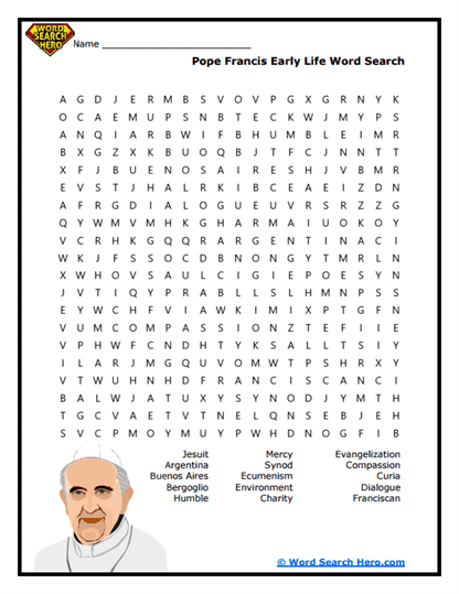 Pope Francis Word Searches
