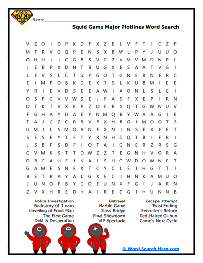 Squid Games Word Searches