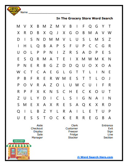 Grocery Grounds Word Search