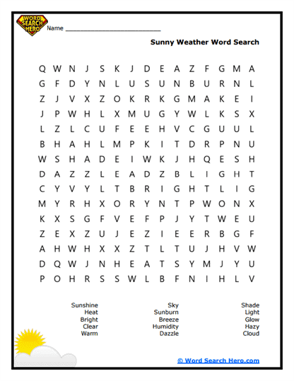 Sunshine Words Word Search
