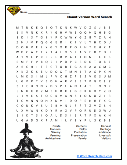 Mount Vernon Life Word Search
